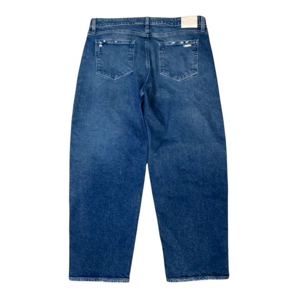 Paige Alexis Button Fly Jeans Womens Size 34 Blue Barrel Leg Lovejoy Distressed - Picture 3 of 14